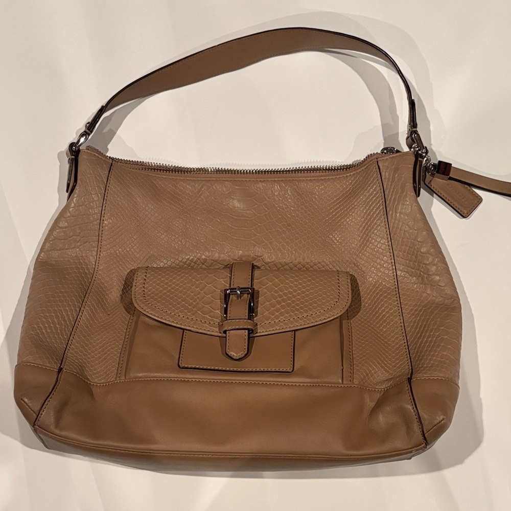 Coach Tan Textured Shoulder Bag